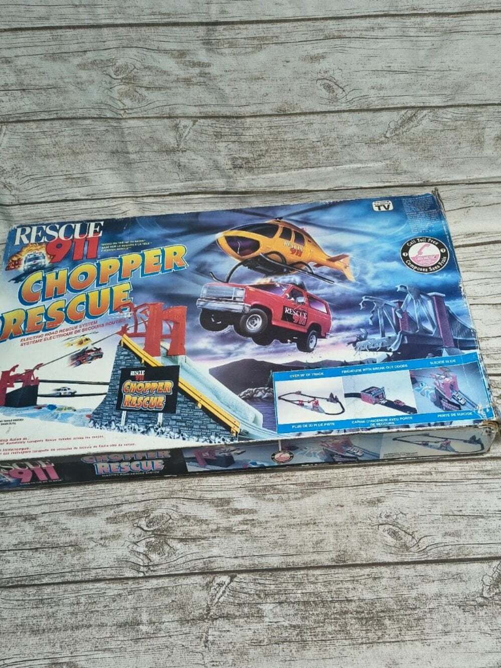 Vintage Marchon Rescue 911 Chopper Rescue Electric Slot Car Track Set Untested